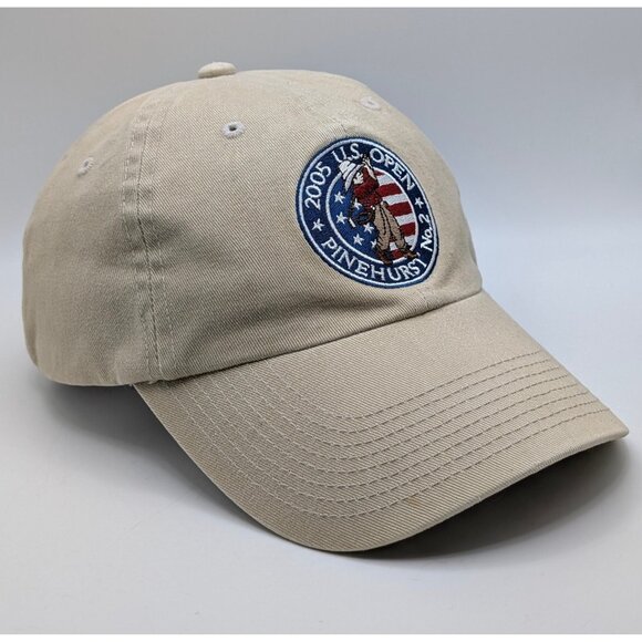 Vintage 2005 U.S. Open Pinehurst No. 2 Tan Adjustable Strap Back Golf Hat Cap - Picture 1 of 5